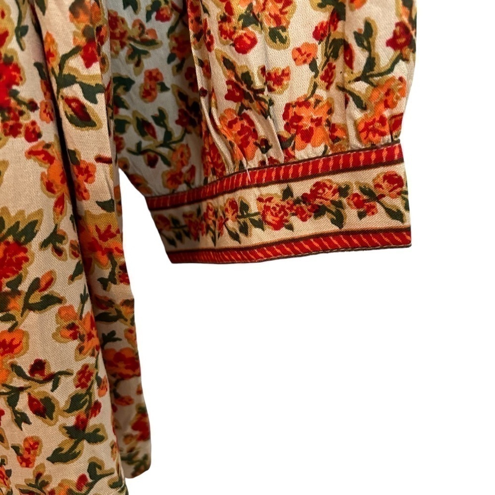Woman Within Boho Floral & Leaf Print Lightweight Button Down Tunic Top NWT - Picture 8 of 16